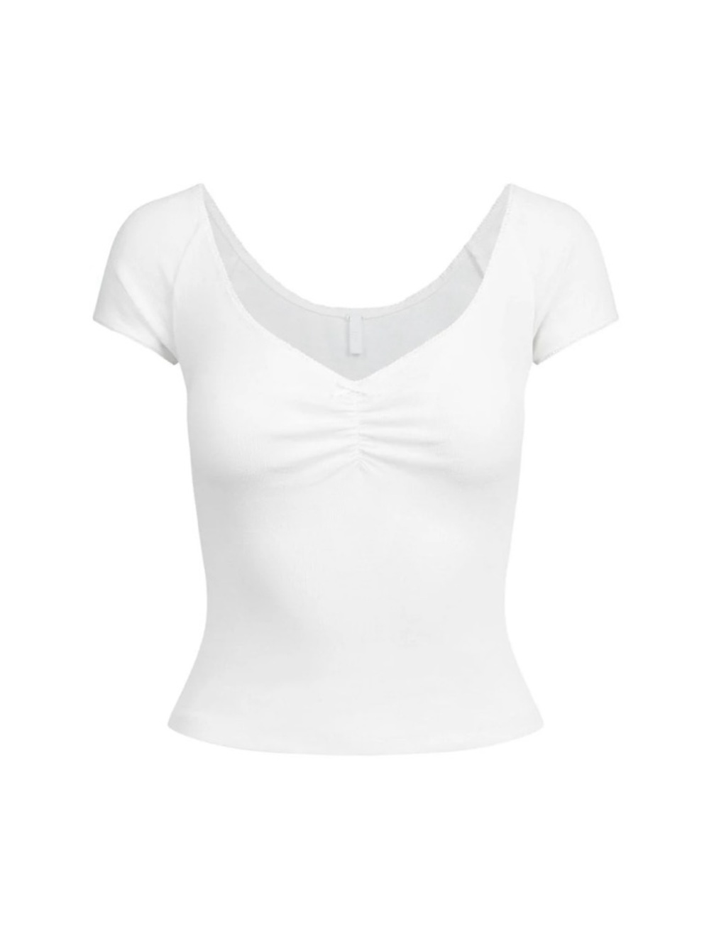 SKIMS White Scoop Neck Ruched Short Sleeve Top 🤍 NEW WITH TAGS 🤍